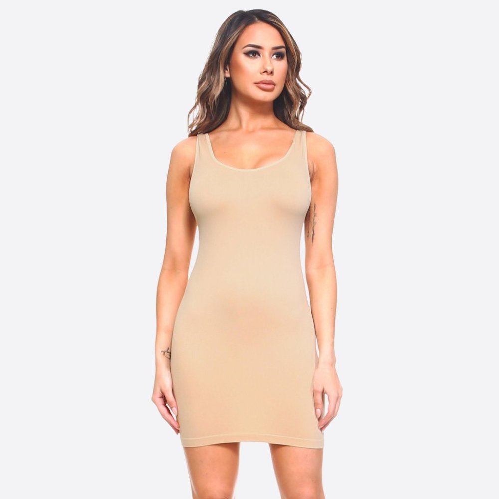 NWT *BOUTIQUE*  BODY CON TANK SLIP MINI DRESS  ONE SIZE  0 -12